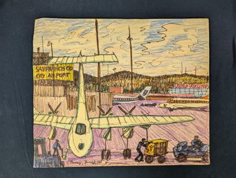 Signed Charles Ramsey, Jr. Outsider Art Mixed Media Piece San Francisco Airport