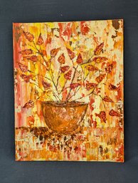 Flaming Flower Painting On Artist Board