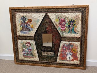 Unusual 1960s Mixed Media Art With Mirror