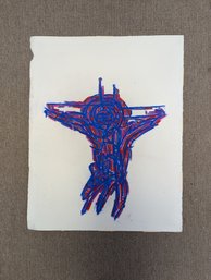 Richard Gangel Crayon / Pastel Figure Christ On The Cross