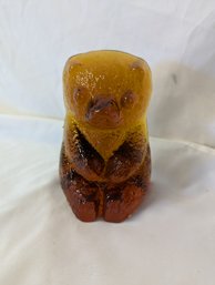 Blenko Amber Brown Glass Bear Figurine