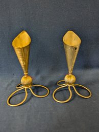 Napier Gold Plated Mid Century Modern Candlesticks