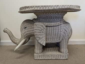 Vintage Wicker Elephant Side Table