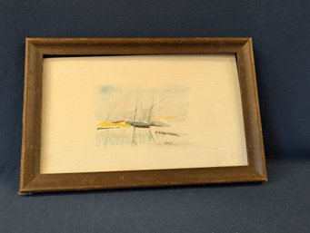 Signed Connecticut Artist Molly McDonald Watercolor Painting 'Mill Pond'