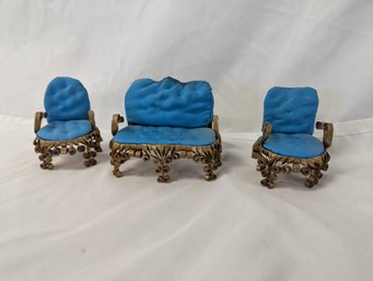 Folk Art / Tramp Art Sofa And Chairs Doll House Furniture