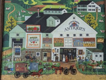 Charles Wysocki Needlepoint 'Peppercricket Antiques'