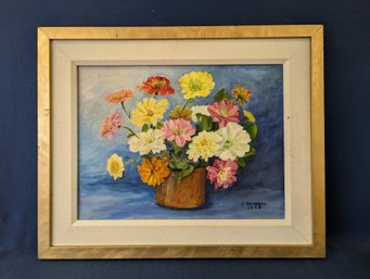 D Murray 1990 Floral Painting On Canvas