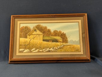 Local Artist Bill Lambert Framed Barn Painting