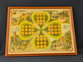 Antique Clover / Shamrock Game Board Circa 1900 Framed