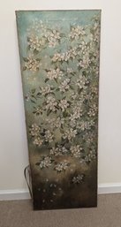 Antique Hand Painted Oil On Canvas Dogwood Blossoms Panel