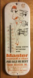 Vintage Master Portable Metal Sign Wall Thermometer.