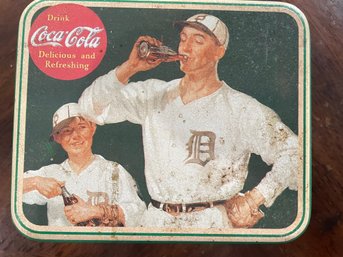 Coca Cola Baseball Commemorative Tin    Empty Tin.