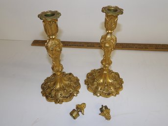 Pair Antique French Bronze Candlesticks