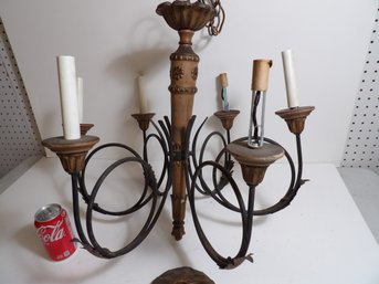 Carved Wood Candle Style Chandelier