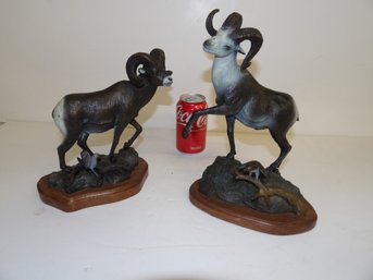 Two  Animalier Cold Painted Bronzes Both Signed Mike Flanagan 28/100 1992 And 28/100 1989 On Wood Bases 9' And