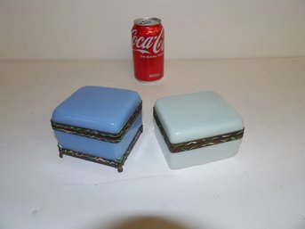 Two Chinese Boxes With Cloisonne Brass Trim One 2 7/8' And 2 3/8'