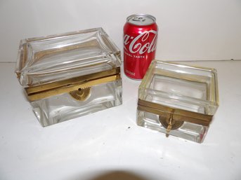 2 Fine Crystal And Brass Dresser Boxes, One With Key