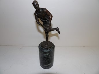 Bronze Football Or Rugby Player On Marble Plinth