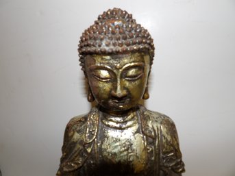 Cast Iron And Plated Buddha Figure 18' Indeterminate Age