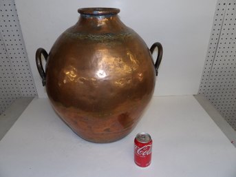 Fine Antique Dovetailed Copper Vessel, Urn With Applied Handles And Good Patina