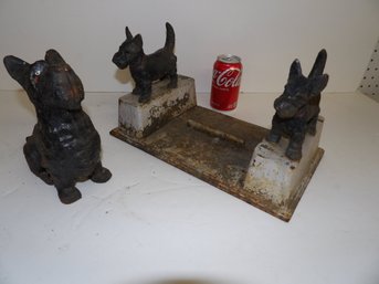 Cast Iron Scotty Dog Boot Scraper And Cast Iron Scotty Dog Door Stop