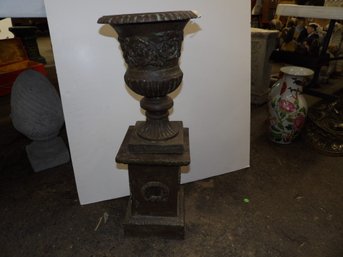 28' Cast Iron Victorian Style Urn On Plinth