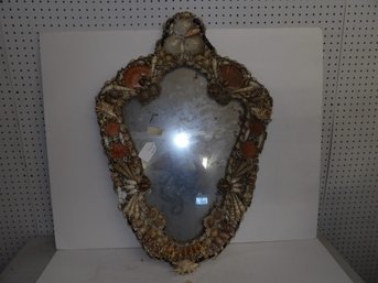 Decorative Mirror With Applied Shells Ca 1980 Needs Cleaning And Glueing