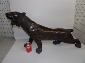 Large Bronze Chinese Tiger In Good Patina But Missing End Of Tail