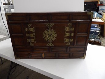 Asian Rosewood Cabinet With Brass Mountings And Key