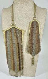 Rare Whiting And Davis Gold Filled Multi Colored Double Mesh Purses W Sapphires