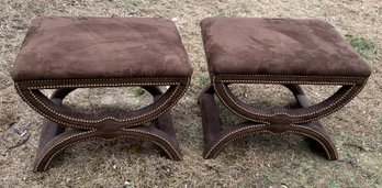 A Pair Of Ultrasuede Benches By Sherill Furniture Co.