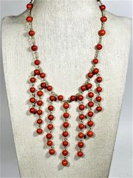 Vintage Art Deco Period Coral Beaded Necklace