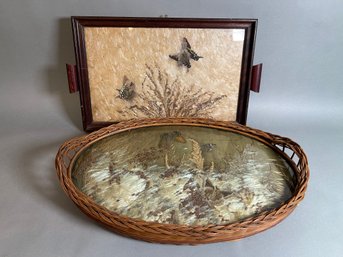 Butterfly Trays With Wood & Wicker Frame