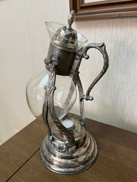 Vintage Silver Plated Tipping Carafe With Heater