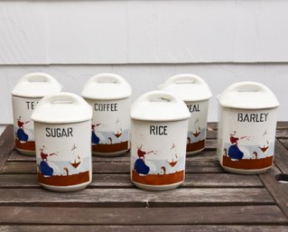 Collection Of Vintage Ceramic Kitchen Canisters From Slovakia