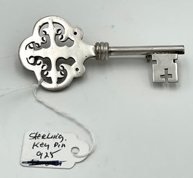 Sterling Silver Key Pin Marked 925 - 8.6 DWT