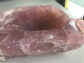 Rose Quartz Bowl, 6 LB 13 Oz, 8 Inch By 61/2 Inch