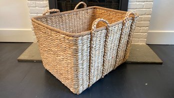 An Hand Woven Rush/ Seagrass Organizer Storage Basket