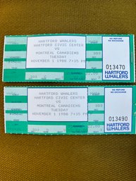 Lot Of Two Never Used Whalers Tickets - November 1988