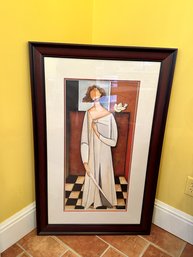 Woman With Dove Framed Print On Canvas