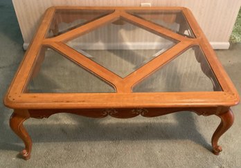 Harden Diamond Pattern, Wood & Glass Cocktail Table