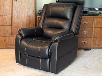 Leatherette Upholstered Power Assist Lounge Chair