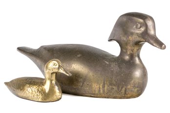 Two Brass Duck Decoys, One Marked Nautical Crafts, 1980