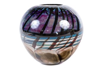 Beautiful Hand-blown Art Glass Vase, Signed 'Rich Miller', Ca. 1982