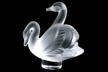 Lalique Frosted Crystal Swan Form Paperweight