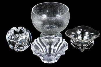 Fabulous Collection Of Four Decorative Glass Bowls / Vases, Signed