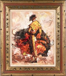 Signed Oil On Canvas, Matador With Bull