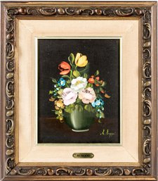 L. Ruggeri Signed Oil On Canvas, Still Life With Floral Bouquet