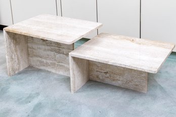 Set Of Two Modern Stone Accent Tables