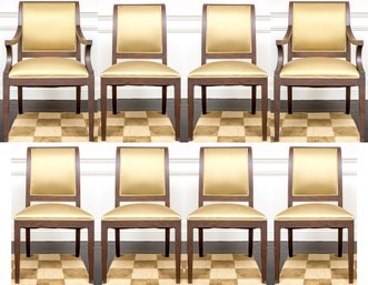 Stylish Set Of Eight Silk Upholstered Dining Chairs